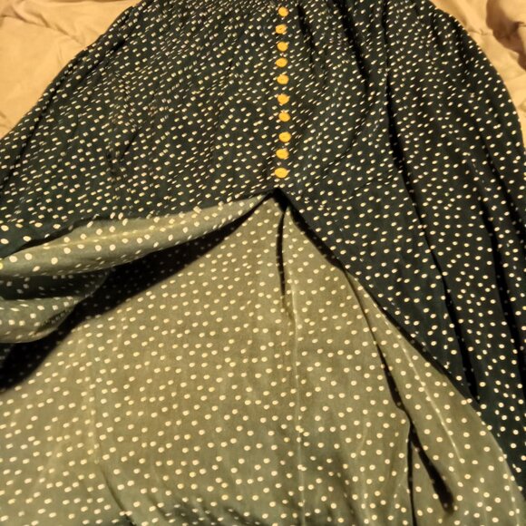 Shein Curve 4XL Maxi Skirt & Ruffle Strap Crop Top Set - Green / White Polka Dot - Picture 4 of 11